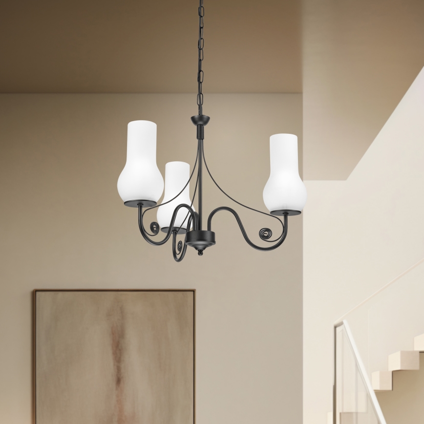 Brilagi - Suspension chaîne COTTAGE 3xE14/40W/230V noir/blanc
