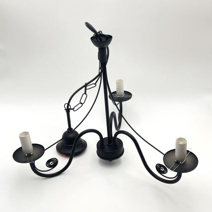 Brilagi - Suspension chaîne COTTAGE 3xE14/40W/230V noir/blanc