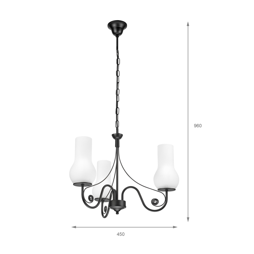 Brilagi - Suspension chaîne COTTAGE 3xE14/40W/230V noir/blanc