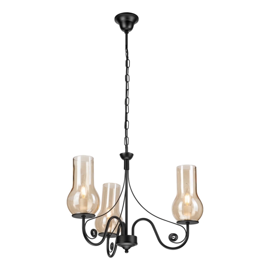 Brilagi - Suspension chaîne COTTAGE 3xE14/40W/230V noir/marron