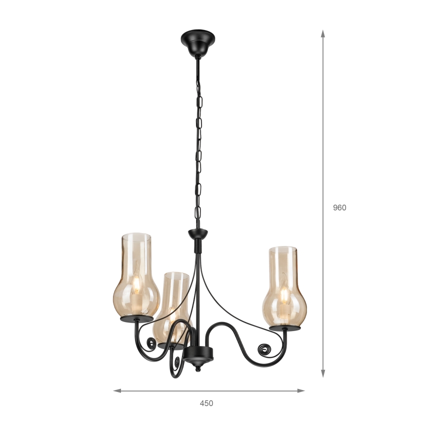 Brilagi - Suspension chaîne COTTAGE 3xE14/40W/230V noir/marron