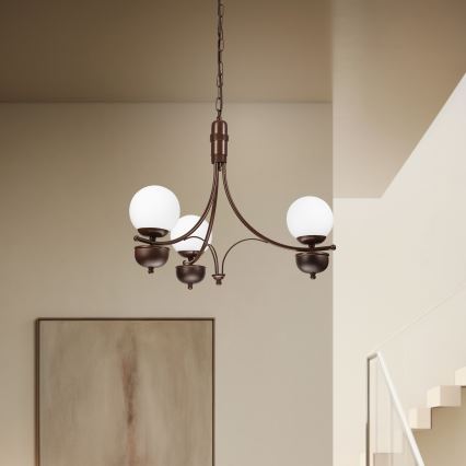 Brilagi - Suspension chaîne COTTAGE 3xG9/40W/230V chêne/blanc
