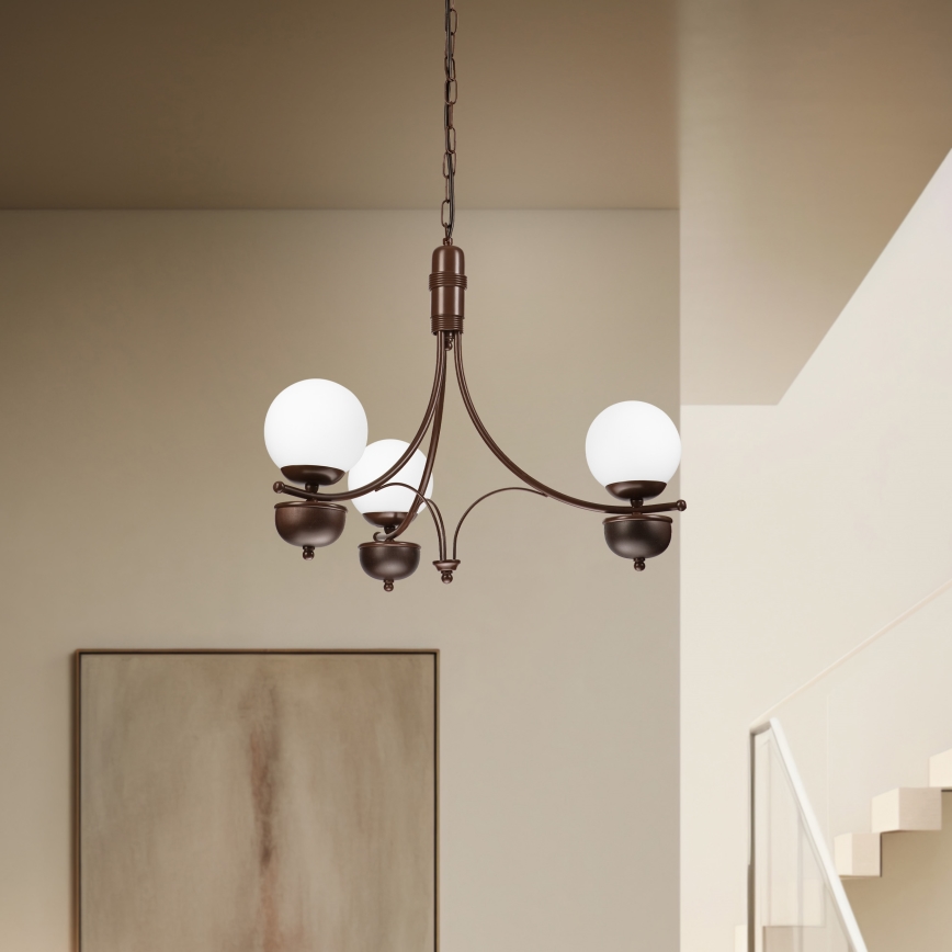 Brilagi - Suspension chaîne COTTAGE 3xG9/40W/230V chêne/blanc