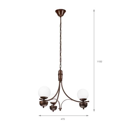 Brilagi - Suspension chaîne COTTAGE 3xG9/40W/230V chêne/blanc