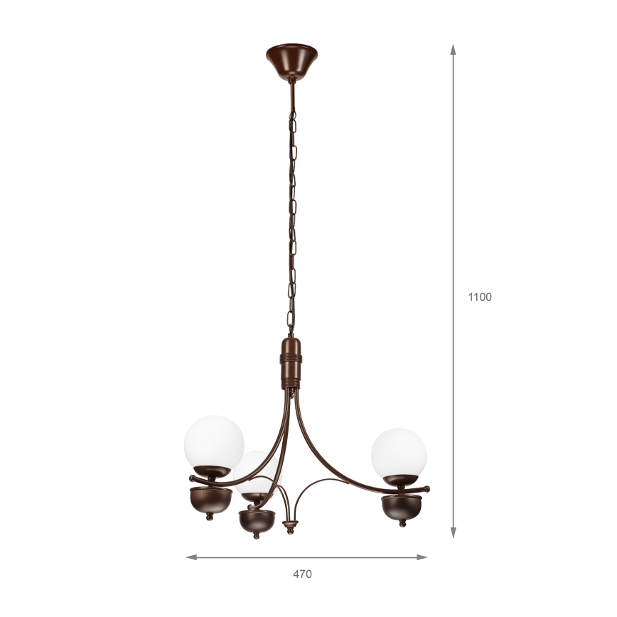 Brilagi - Suspension chaîne COTTAGE 3xG9/40W/230V chêne/blanc