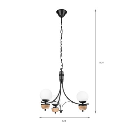 Brilagi - Suspension chaîne COTTAGE 3xG9/40W/230V hêtre/blanc