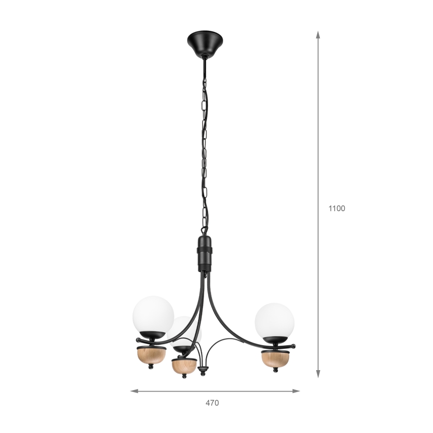 Brilagi - Suspension chaîne COTTAGE 3xG9/40W/230V hêtre/blanc