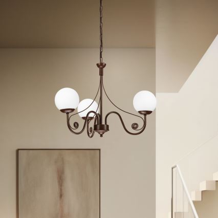 Brilagi - Suspension chaîne COTTAGE 3xG9/40W/230V marron/blanc