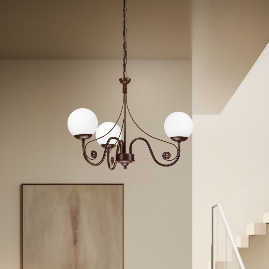 Brilagi - Suspension chaîne COTTAGE 3xG9/40W/230V marron/blanc