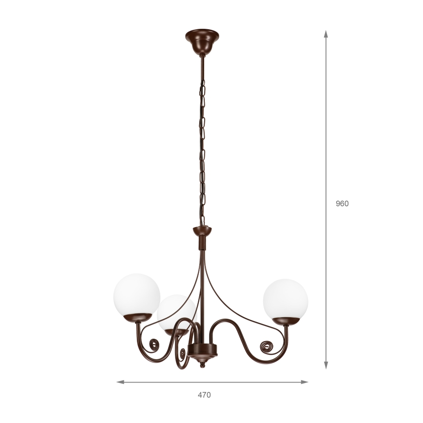 Brilagi - Suspension chaîne COTTAGE 3xG9/40W/230V marron/blanc