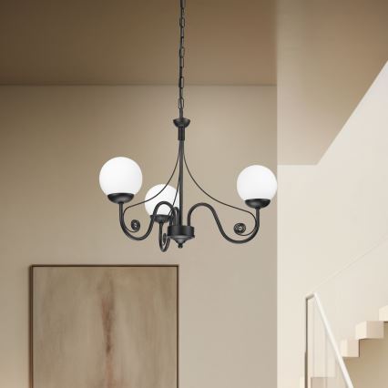 Brilagi - Suspension chaîne COTTAGE 3xG9/40W/230V noir/blanc