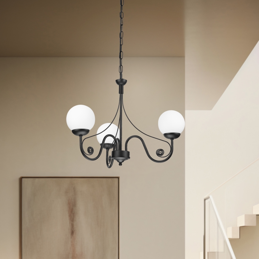 Brilagi - Suspension chaîne COTTAGE 3xG9/40W/230V noir/blanc