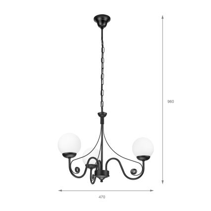 Brilagi - Suspension chaîne COTTAGE 3xG9/40W/230V noir/blanc