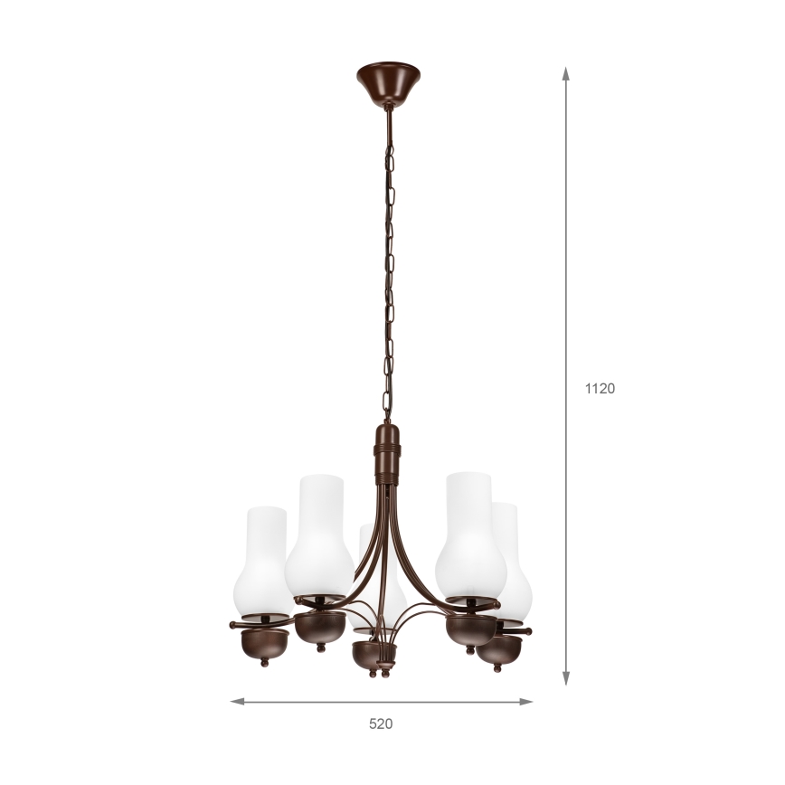 Brilagi - Suspension chaîne COTTAGE 5xE14/40W/230V chêne/blanc