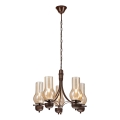 Brilagi - Suspension chaîne COTTAGE 5xE14/40W/230V chêne/marron