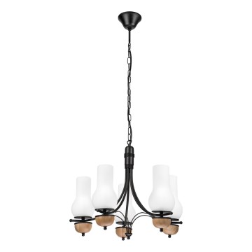 Brilagi - Suspension chaîne COTTAGE 5xE14/40W/230V hêtre/blanc