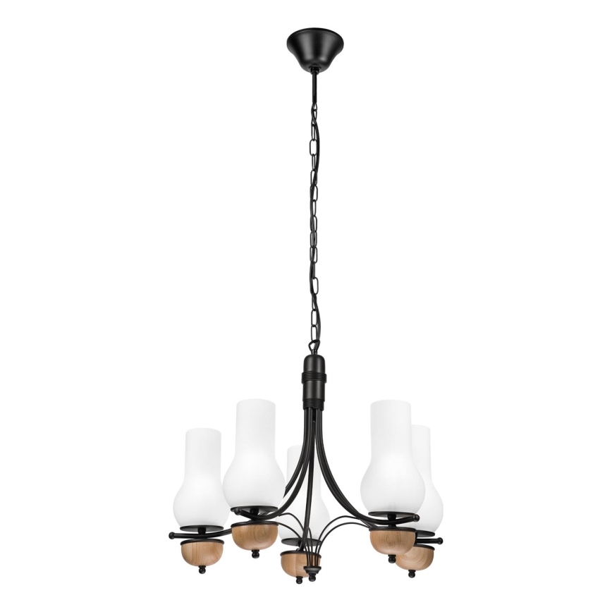 Brilagi - Suspension chaîne COTTAGE 5xE14/40W/230V hêtre/blanc