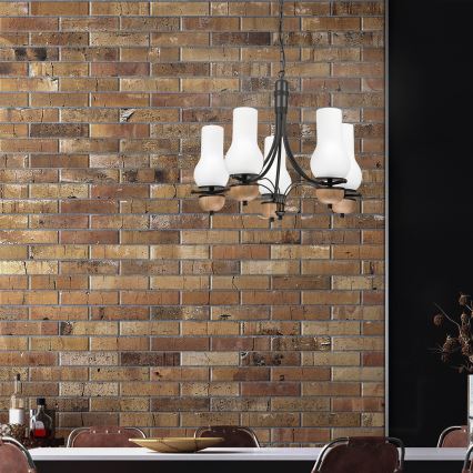 Brilagi - Suspension chaîne COTTAGE 5xE14/40W/230V hêtre/blanc