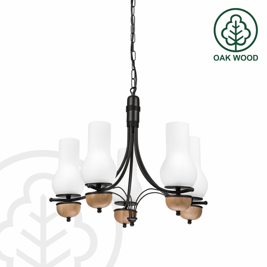 Brilagi - Suspension chaîne COTTAGE 5xE14/40W/230V hêtre/blanc