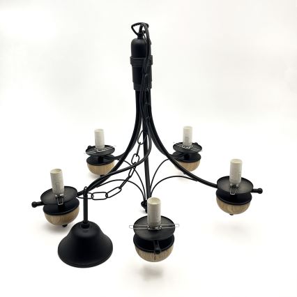 Brilagi - Suspension chaîne COTTAGE 5xE14/40W/230V hêtre/blanc