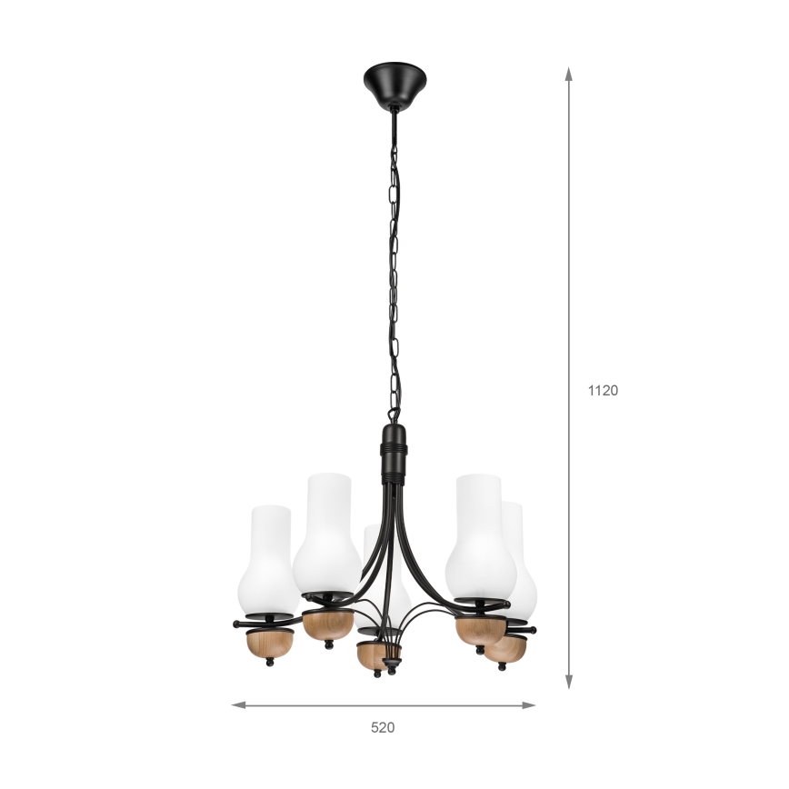 Brilagi - Suspension chaîne COTTAGE 5xE14/40W/230V hêtre/blanc