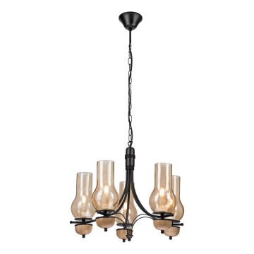Brilagi - Suspension chaîne COTTAGE 5xE14/40W/230V hêtre/marron