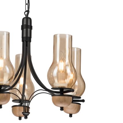Brilagi - Suspension chaîne COTTAGE 5xE14/40W/230V hêtre/marron