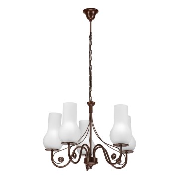 Brilagi - Suspension chaîne COTTAGE 5xE14/40W/230V marron/blanc