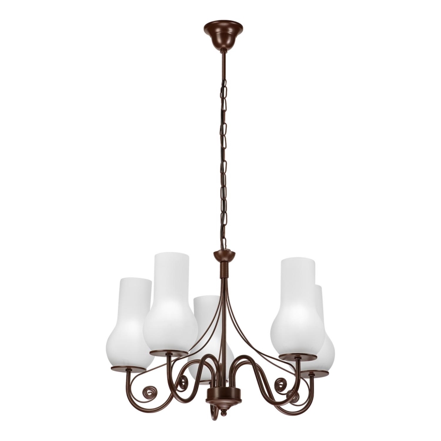 Brilagi - Suspension chaîne COTTAGE 5xE14/40W/230V marron/blanc