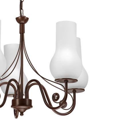 Brilagi - Suspension chaîne COTTAGE 5xE14/40W/230V marron/blanc