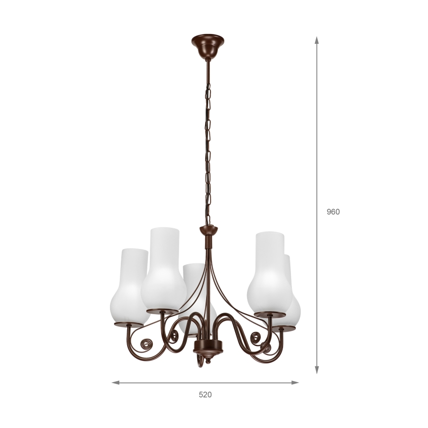 Brilagi - Suspension chaîne COTTAGE 5xE14/40W/230V marron/blanc