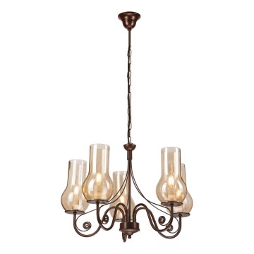 Brilagi - Suspension chaîne COTTAGE 5xE14/40W/230V marron
