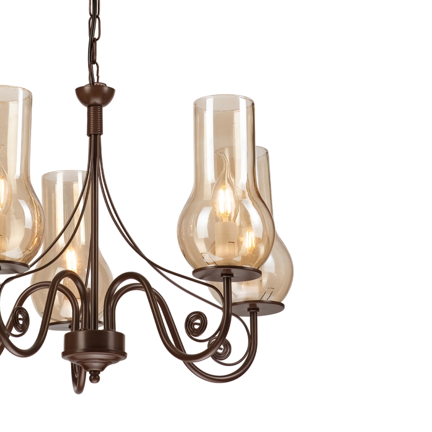 Brilagi - Suspension chaîne COTTAGE 5xE14/40W/230V marron
