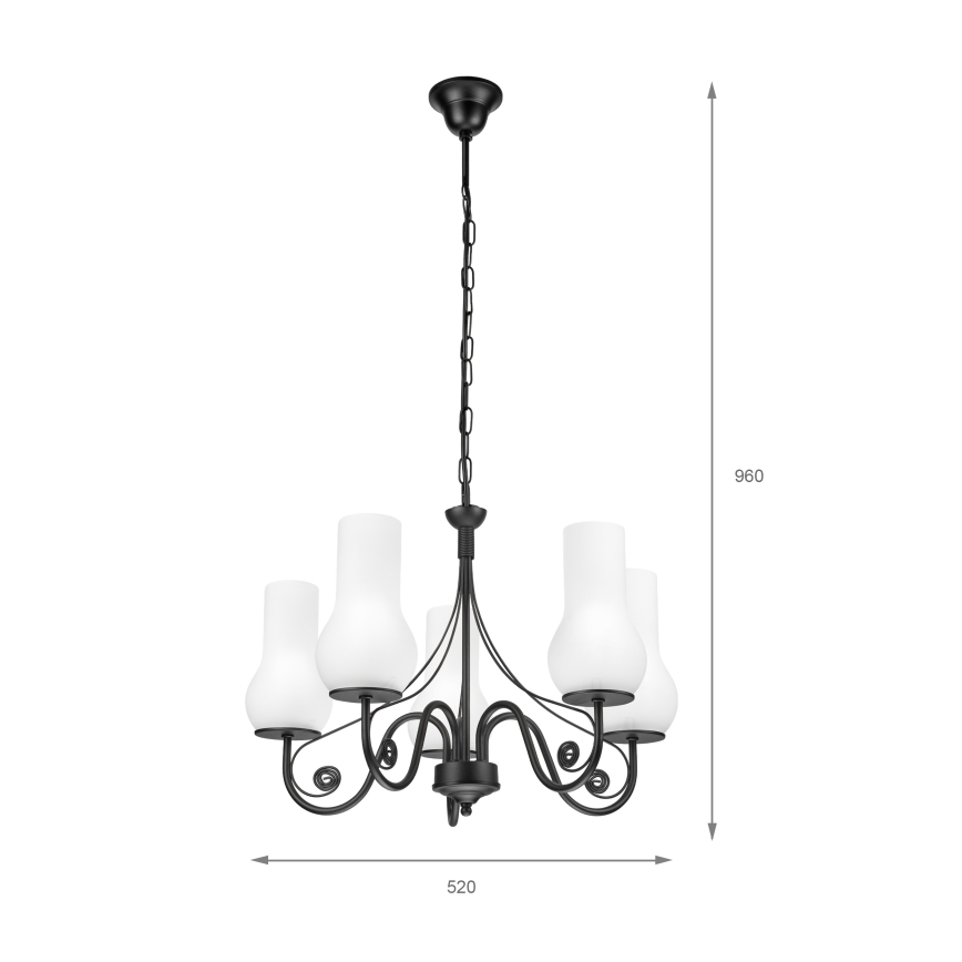 Brilagi - Suspension chaîne COTTAGE 5xE14/40W/230V noir/blanc