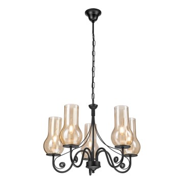 Brilagi - Suspension chaîne COTTAGE 5xE14/40W/230V noir/marron