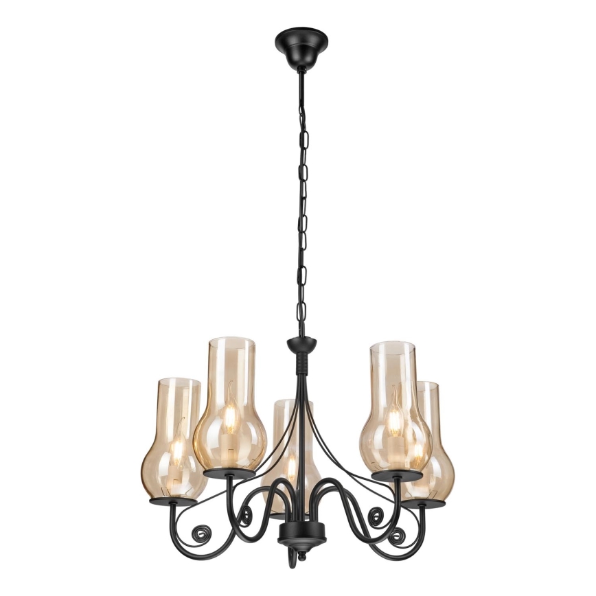 Brilagi - Suspension chaîne COTTAGE 5xE14/40W/230V noir/marron