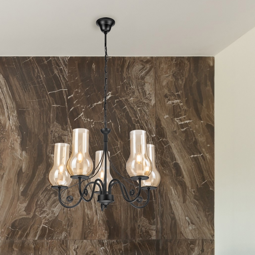 Brilagi - Suspension chaîne COTTAGE 5xE14/40W/230V noir/marron