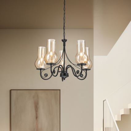 Brilagi - Suspension chaîne COTTAGE 5xE14/40W/230V noir/marron