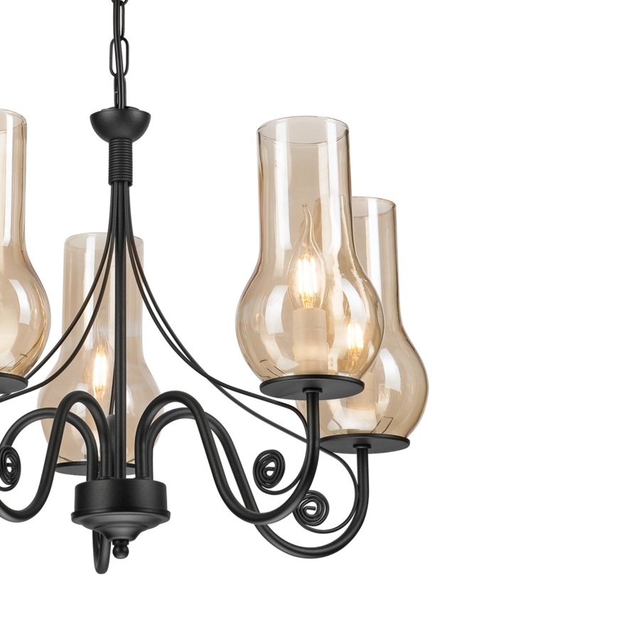 Brilagi - Suspension chaîne COTTAGE 5xE14/40W/230V noir/marron