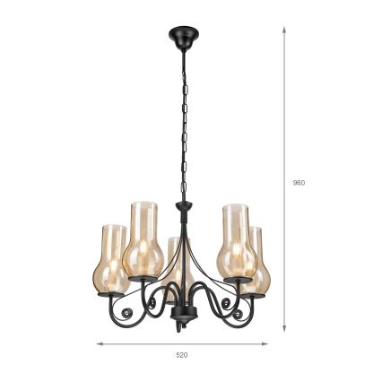 Brilagi - Suspension chaîne COTTAGE 5xE14/40W/230V noir/marron