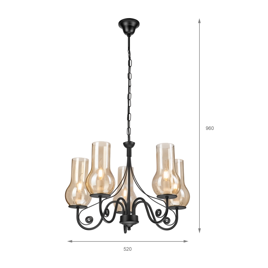 Brilagi - Suspension chaîne COTTAGE 5xE14/40W/230V noir/marron