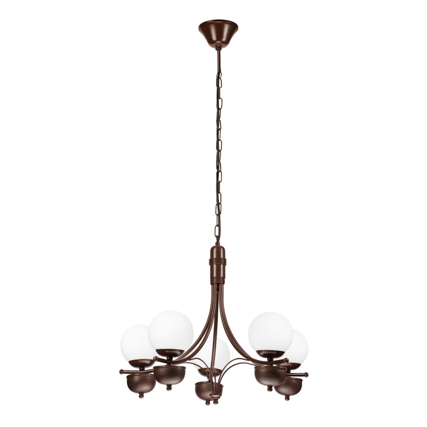 Brilagi - Suspension chaîne COTTAGE 5xG9/40W/230V chêne/blanc