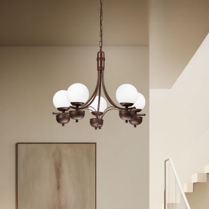 Brilagi - Suspension chaîne COTTAGE 5xG9/40W/230V chêne/blanc