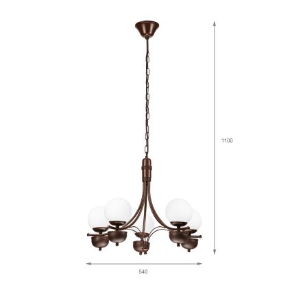Brilagi - Suspension chaîne COTTAGE 5xG9/40W/230V chêne/blanc