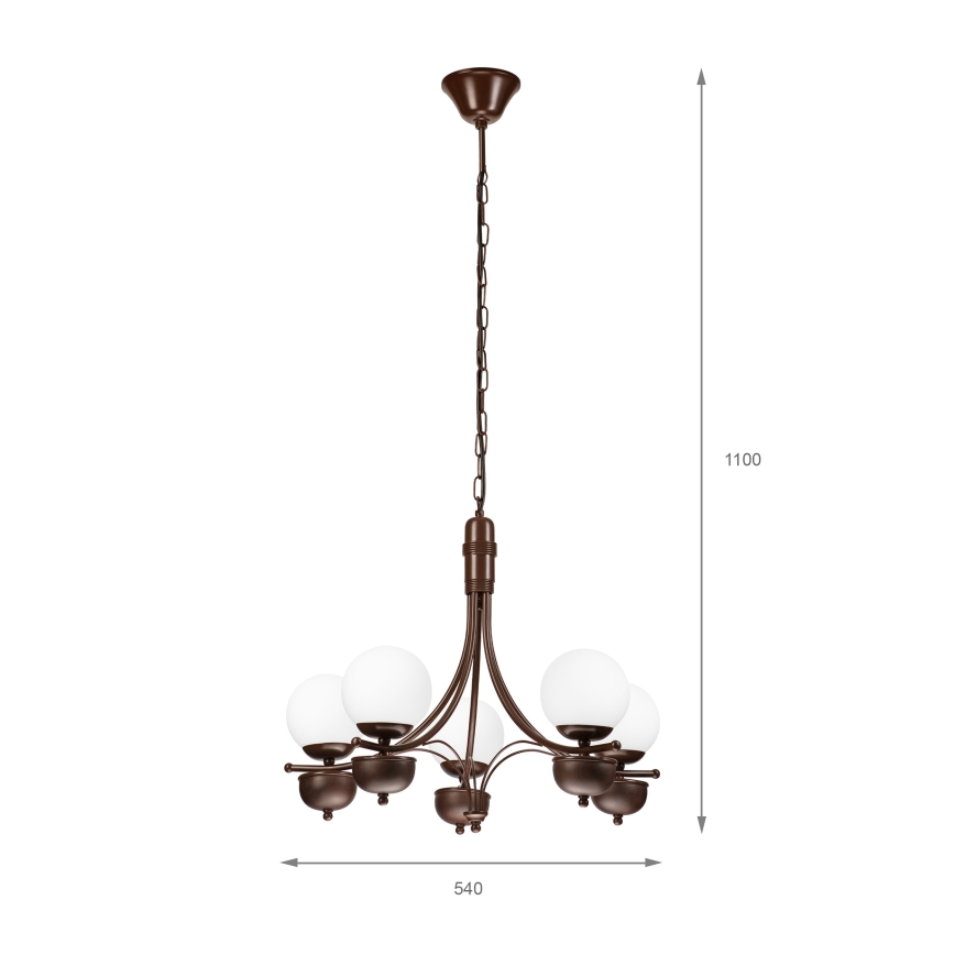 Brilagi - Suspension chaîne COTTAGE 5xG9/40W/230V chêne/blanc