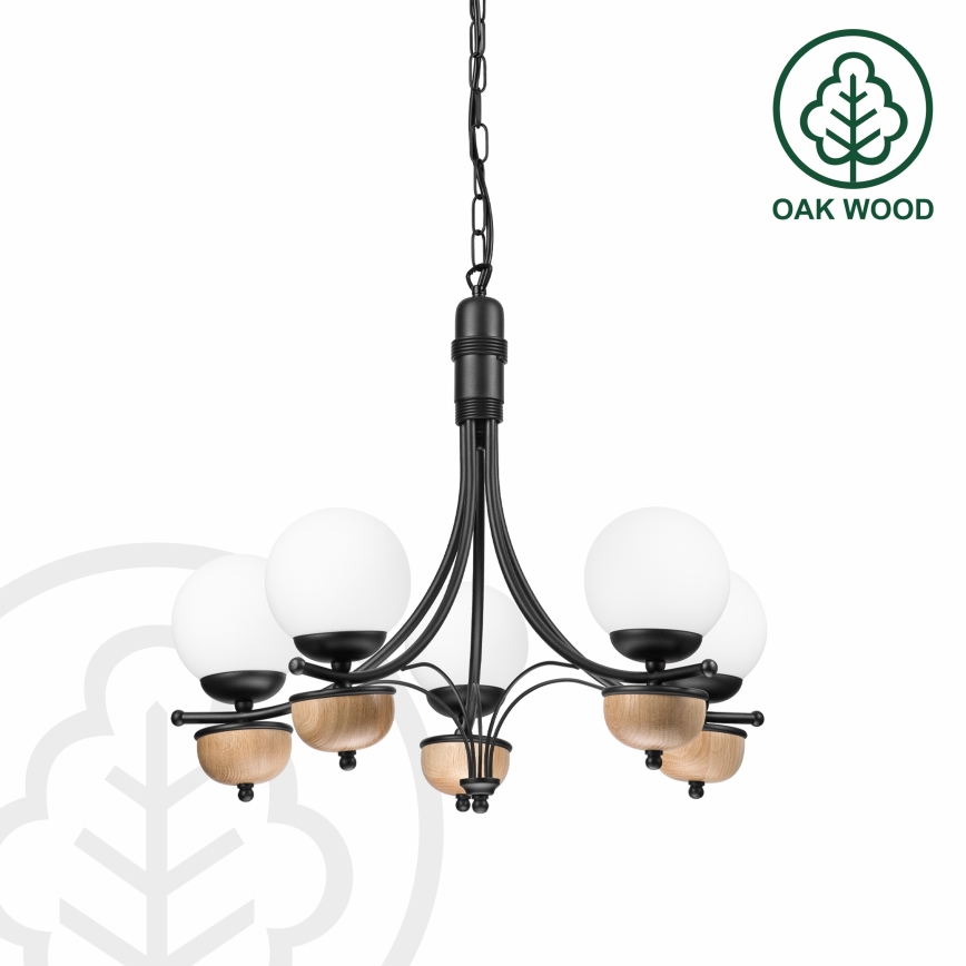Brilagi - Suspension chaîne COTTAGE 5xG9/40W/230V hêtre/blanc