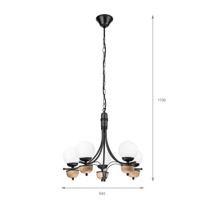 Brilagi - Suspension chaîne COTTAGE 5xG9/40W/230V hêtre/blanc