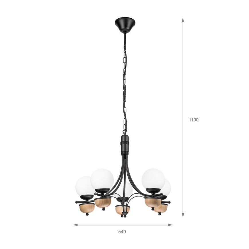 Brilagi - Suspension chaîne COTTAGE 5xG9/40W/230V hêtre/blanc