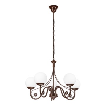 Brilagi - Suspension chaîne COTTAGE 5xG9/40W/230V marron/blanc