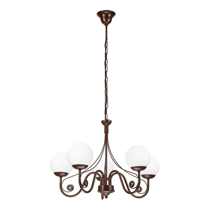 Brilagi - Suspension chaîne COTTAGE 5xG9/40W/230V marron/blanc